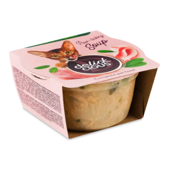 Корм для котів Delickcious суп з курки з шинкою та шпинатом (80г)