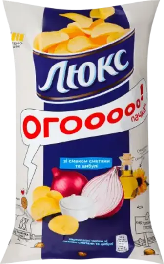 Чипси Люкс зі смаком сметани та цибулі 170 г