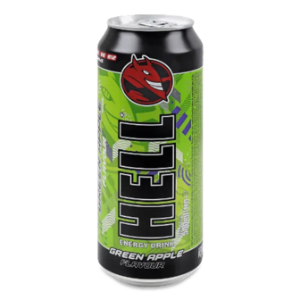 Напій енергетичний Hell Green apple безалкогольний газований з/б (0,5л)