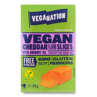 Скибочки веганські Veganation зі смаком чедера (125г)