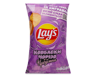 Чипси Lay's картопляні зі смаком ковбски чорізо та цибулька (95г)