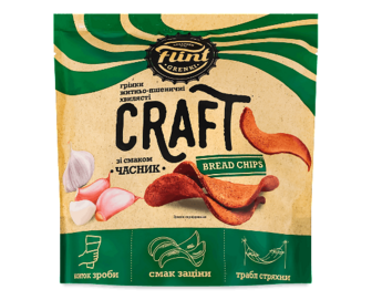 Грінки Flint Craft житньо-пшені зі смаком часнику (80г)