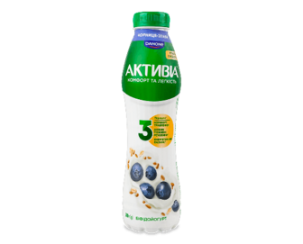 Біфідойогурт Активіа Чорниця злаки питний 1,2%
