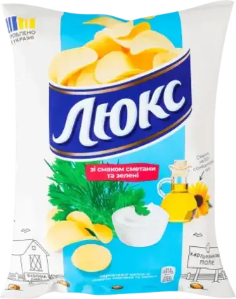 Чипси Люкс зі смаком сметани та зелені 105 г