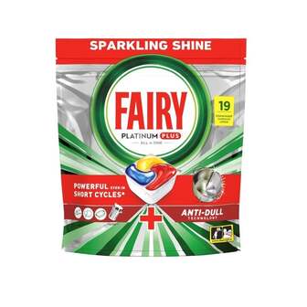 Засіб для миття посуду в посудомийних машинах 19шт Fairy Platinum Plus Все в Одному лимон м/уп 