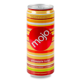 Напій соковмісний Mojo Пайнепл твіст безалкогольний сильногазовані з/б (0,33л)