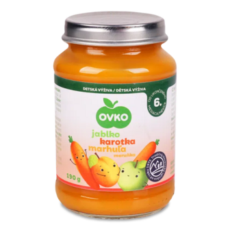 Пюре Ovko яблучне з морквою і абрикосом (190г)