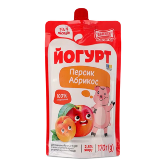 Йогурт Злагода Малятко Персик абрикос 2,8% (170г)