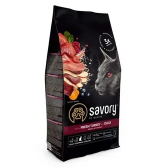 Savory Adult Sterilized сухий корм для котів 2 кг - індичка та качка