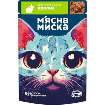 Корм вологий для котів М'ясна Миска шматочки в соусі з кроликом 100 г (4820255195162)