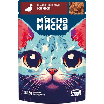Корм вологий для котів М'ясна Миска шматочки в соусі з качкою 100 г (4820255195155)