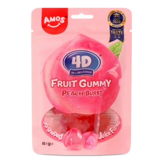 Цукерки Amos Персик 4D желейні (65г)