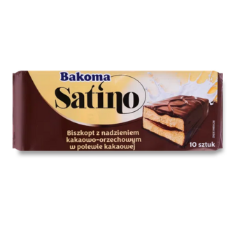 Бісквіт Bakoma Сатіно з какао і горіховою начинкою (390г)