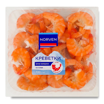 Креветки Norven варено-охолоджені без голови 330 г (4823124002455)
