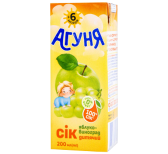 Сік Агуня Яблуко-Виноград 200мл т/п