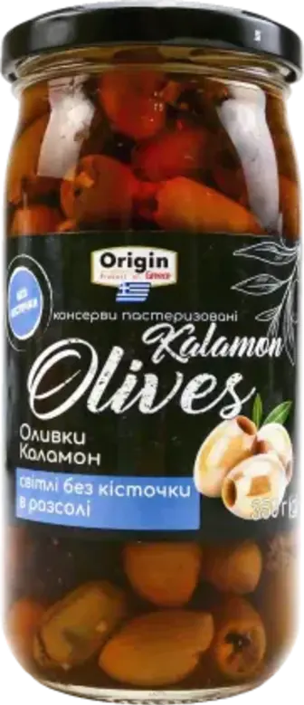 Оливки Origin Kalamon зелені без кісточки 350 г