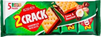 Крекер Roshen 2 Crack з начинкою Какао та Горіх 190 г