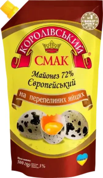 Майонез Королівський смак Європейський 72% на перепелиних яйцях 500 г