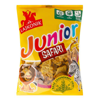 Крекер Lajkonik Junior Safari зі смаком ванілі 125 г (5900320003420)