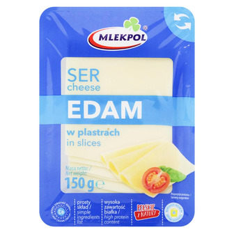 Сир Mlekpol Едам нарізаний 45% 150 г (5900820005535)
