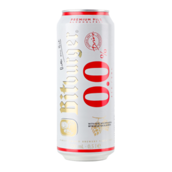 Пиво Bitburger 0% світле безалкогольне з/б 0,5л