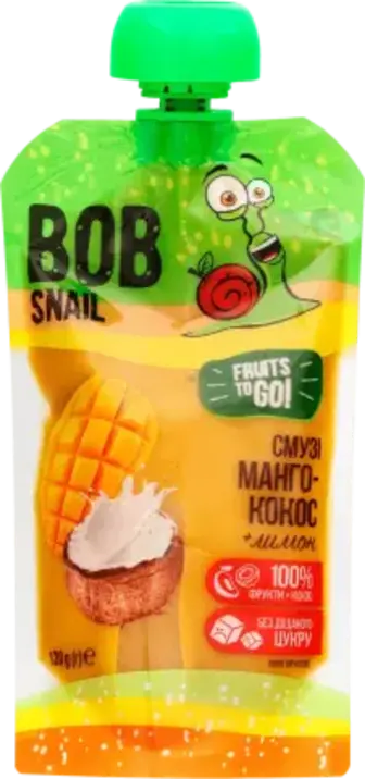 Пюре-смузі Bob Snail манго-кокос без цукру 120 г