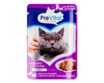 Корм для котів PreVital з кроликом та індичкою у желе (100г)