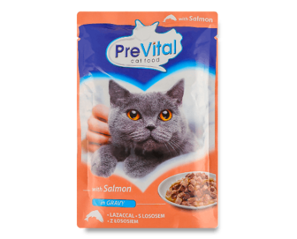 Корм для котів PreVital з лососем у соусі (100г)