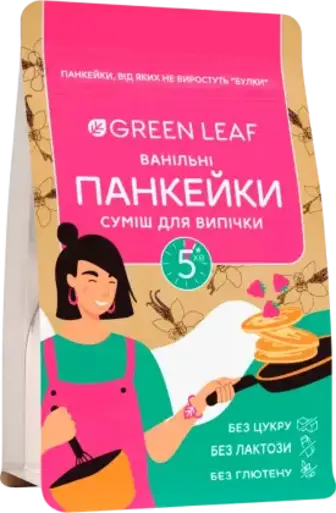 Суміш для випікання Green Leaf Ванільні панкейки без цукру 300 г