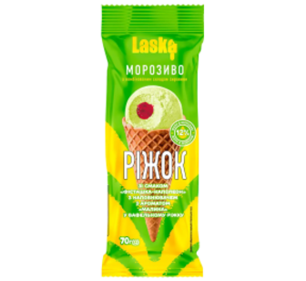 Морозиво Laska Фісташка-Наполеон/Малина ріжок 70г