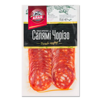 Ковбаса «Алан» «Салямі Чорізо» с/в в/ґ (80г)