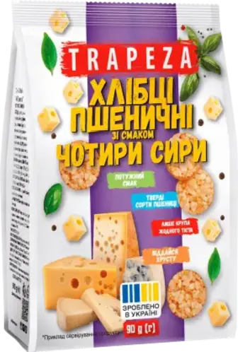 Міні-Хлібці Trapeza Пшеничні зі смаком Чотири сири 90 г