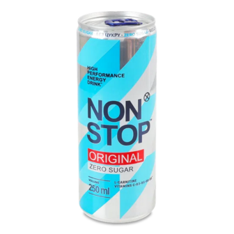 Напій енергетичний Non Stop Original безалкольний без цукру з/б (0,25л)