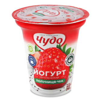 Йогурт Чудо Полуниця-чіа 2,5%, стакан (240г)