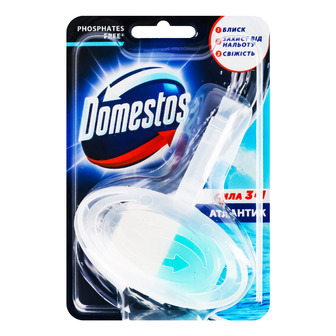 Блок для унітазу Domestos Сила 3в1, Атлантік, гігієнічний, 35 г (8720182778710)