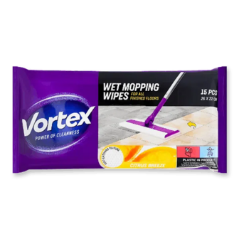 Серветки для підлоги Vortex Citrus Breeze вологі (15шт)