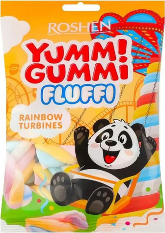 Цукерки Roshen Yummi Gummi Fluffi Rainbow Turbines 65г