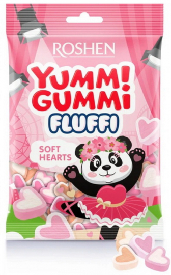 Цукерки Roshen Yummi Gummi Fluffi Soft Hearts 65г