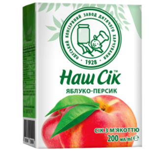 Сік ОКЗДХ Наш Сік Яблучно-персиковий 0,2 л ТПАК