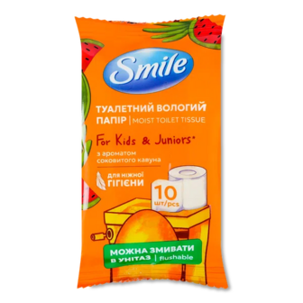Папір туалетний Smile для дітей/підлітків вологий (10шт)