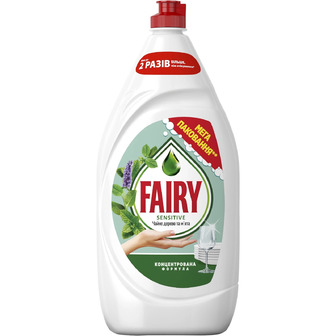 Гель для миття посуду Fairy Sensitive Чайне дерево та м'ята 1350 мл (8006530111478)