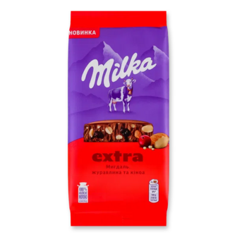 Шоколад молочний Milka Екстра мигдаль, журавлина та кіноа (130г)