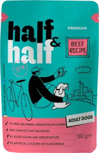 Корм для собак Half&Half шматочки яловичини в соусі 100 г