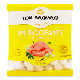 Пельмені Три ведмеді М'ясовиті з м'ясом курки 600г (600г)