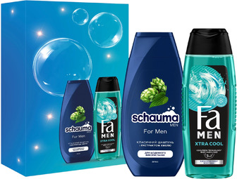 Набір засобів для догляду Schauma Men For Men шампунь 250 мл + гель для душу Fa Men Xtra Cool 250 мл (9000101780048)