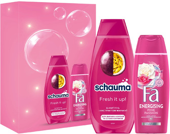 Набір засобів для догляду Schauma Fresh It Up! шампунь 400 мл + гель для душу Fa Pink Passion 250 мл (9000101780086)