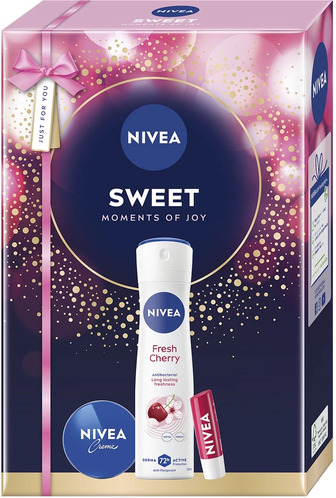 Набір для жінок Nivea Sweet Антиперспірант Свіжа вишня 150 мл + Бальзам для губ Cherry Shine 4.8 г + Крем Creme 30 мл (4006000200361)