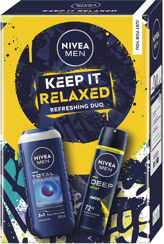 Набір для чоловіків Nivea Men Keep it Relaxed Гель для душу 250 мл + Антиперспірант Deep Sport 150 мл (4006000200415)