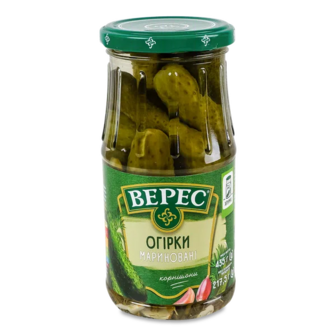 Огірки Верес мариновані слабокислі стерилізовані (435г)