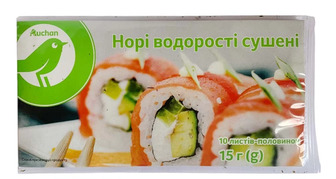 Норі Auchan для суші 15 г 10 листів-половинок (4823090138615)